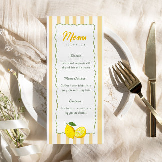 Cartão de Menu de Formatura de Limão Faixa Amarela