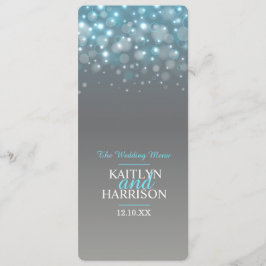 Cartão de menu de jantar de casamento cinza azul b