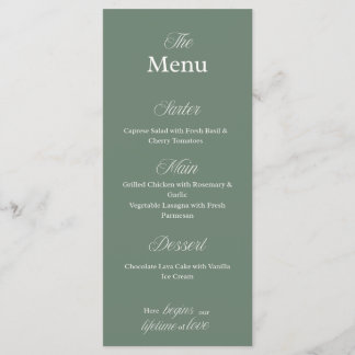 Cartão de Menu de Jantar de Casamento Verde Oliva