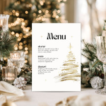 Cartão de Menu de Jantar de Natal com Árvore Desen