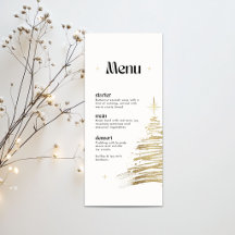 Cartão de Menu de Jantar de Natal com Árvore Desen