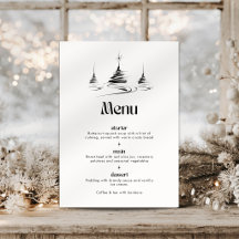Cartão de Menu de Jantar de Natal com Árvores Dese