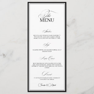 Cartão de Menu de Jantar de Noite de Casamento Pre