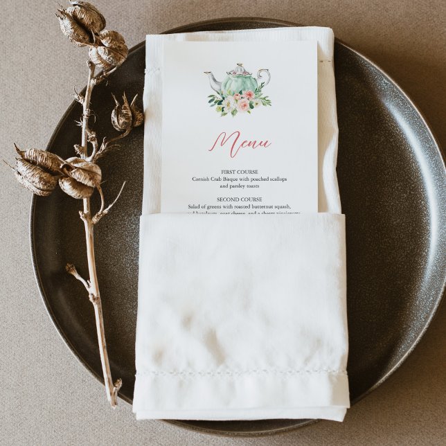 Cartão de Menu de Janto ARIA Tea Party (Criador carregado)