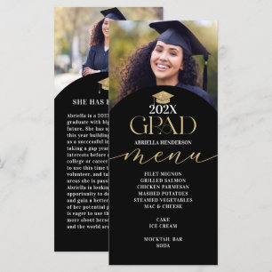 Cartão de Menu de Janto de Graduação Dourada
