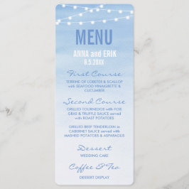 Cartão de Menu de Luzes de Corda Azul Glauco em Aq