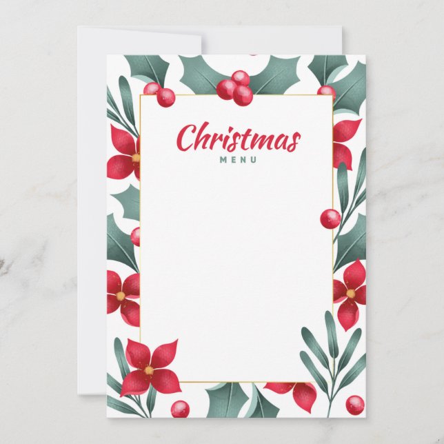 Cartão de Menu de Natal (Frente)