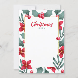 Cartão de Menu de Natal
