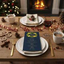 Cartão de Menu de Natal Personalizado com Grinalda