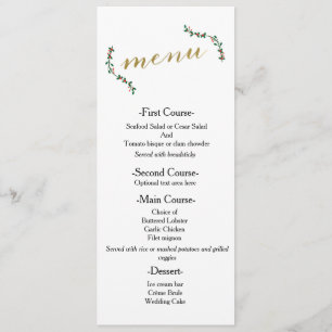 Cartão de Menu de Noiva Elegante com Azevinho de F