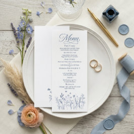 Cartão de Menu de Noiva Elegante com Poeira Azul e