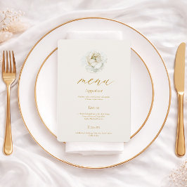 Cartão de Menu de Noiva Floral Marfim Elegante