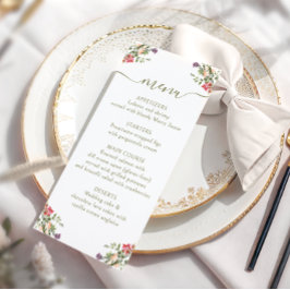 Cartão de Menu de Noiva Rustico Flor de Prado Colo