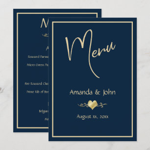 Cartão de Menu de Recepção de Casamento Clássico N