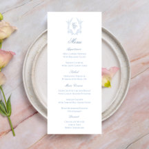 Cartão de Menu de Recepção de Casamento com Crista