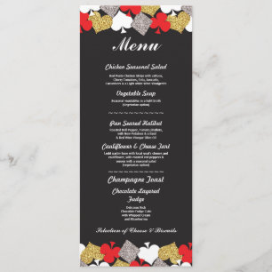 Cartão de Menu de Recepção de Casamento de Cassino