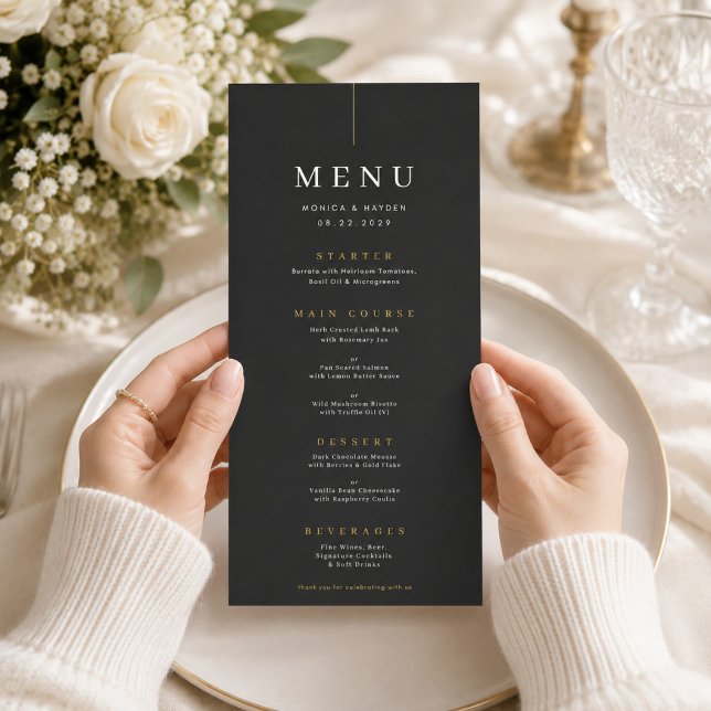 Cartão de Menu de Recepção de Casamento de Luxo co (Criador carregado)