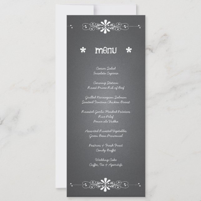 Cartão de Menu de Recepção de Casamento em Lousa (Frente)