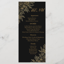 Cartão de Menu de Recepção de Casamento Floral Gla