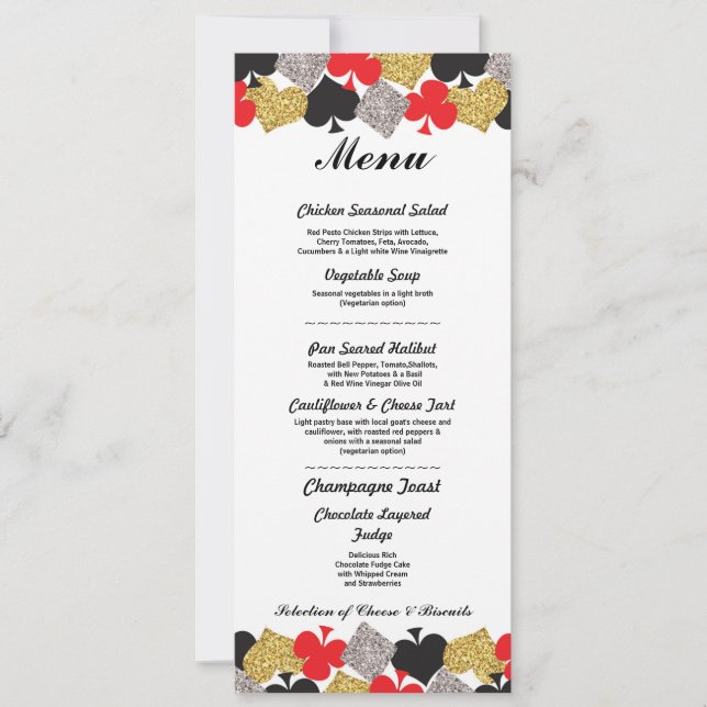 Cartão de Menu de Recepção de Casamento Las Vegas  (Frente)