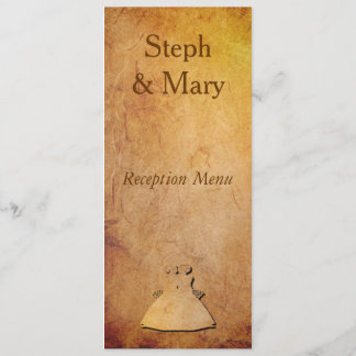Cartão de Menu de Recepção de Casamento Lésbico em