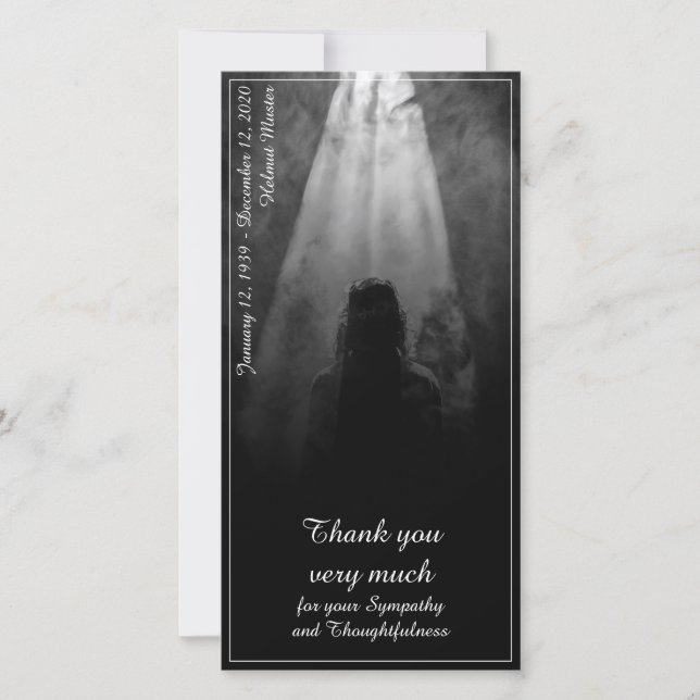 Cartão de Menu de Refeição Funeral Para a luz (Frente)