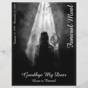 Cartão de Menu de Refeição Funeral Para a luz