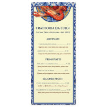 Cartão de Menu de Restaurante Italiano com Azulejo
