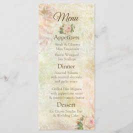 Cartão de Menu de Rosa de Casamento de Vintagem Ro