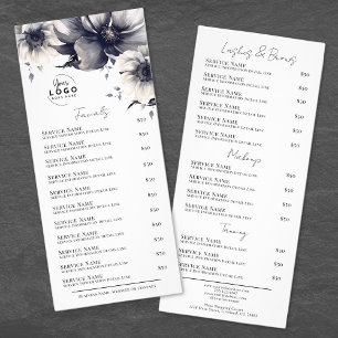 Cartão de Menu de Serviços de Spa Elegante Preto e