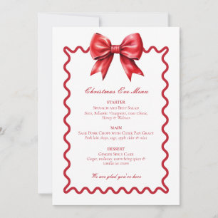 Cartão de Menu de Véspera de Natal Arco Vermelho