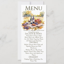 Cartão de Menu de Vinhedo em Aquarela