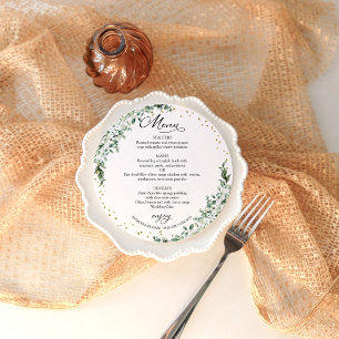 Cartão de Menu do Círculo de Casamento Greenery