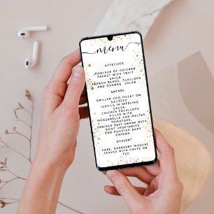 Cartão de menu do programa brilho dourado branco