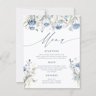 Cartão de Menu Dusty Blue Wildflower