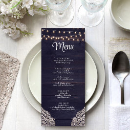 Cartão de Menu Elegância Rústica Azul Meia-Noite