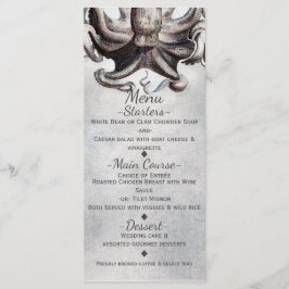 Cartão de Menu Elegante Casamento na Praia Polvo V