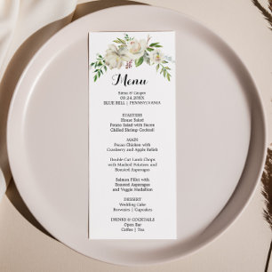Cartão de menu Elegante de Janto White Peony de I