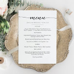 Cartão De Menu Elegante E Minimalista<br><div class="desc">Menu Simples de Casamento Clássico e Elegante, Partido ou Aniversário. Um design elegante em preto e branco ou qualquer cor de fundo que você escolher. Basta clicar no link personalizar mais, mostrado na área de personalização de texto à direita, e escolher seu fundo de cor personalizado. Este poster de placa...</div>