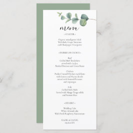 Cartão de Menu Elegante Eucalyptus Wedding