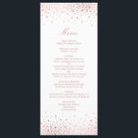 Cartão de Menu Elegante Faux Rosa Gold Foil Confet<br><div class="desc">Cartão de menu moderno e elegante com pontos falsos de configuração de folha de ouro rosa com padrão de pinstripes. Esta é uma folha de ouro rosa falsa - não haverá folha de ouro rosa real. Cartão de menu perfeito para casamentos, chás de panela, chás de fraldas, festas de noivados...</div>