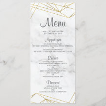 Cartão de Menu Elegante Geométrico Marble