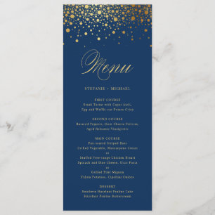 Cartão de Menu Elegante Ouro Faux Confetti Elegti