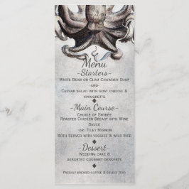 Cartão de Menu Elegante para Casamento na Praia co