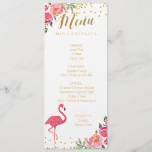 Cartão de Menu Flamingo Dourado
