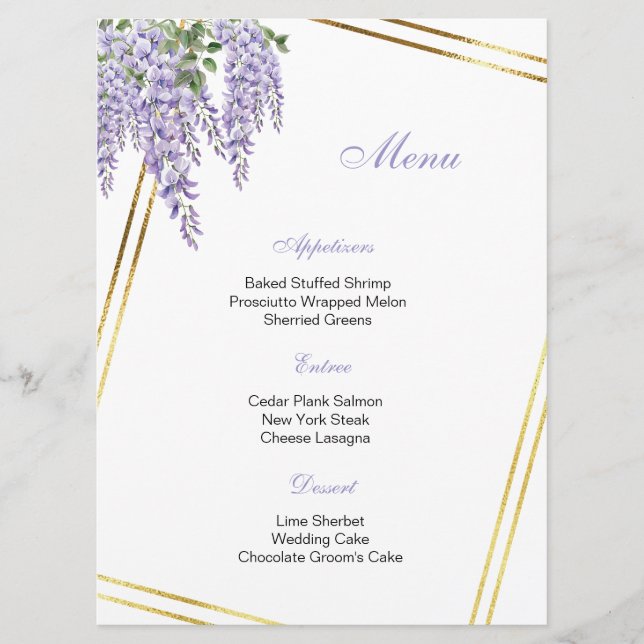 Cartão de Menu Floral (Frente)