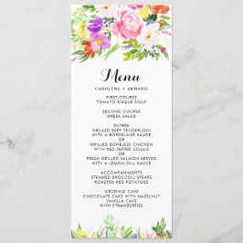 Cartão de Menu Floral de Casamento Floral com Prim
