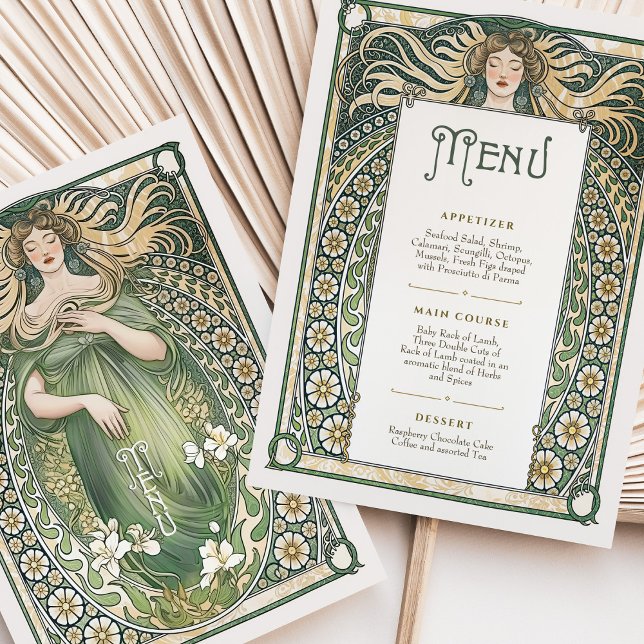 Cartão de Menu Floral de Nouveau Art Nouveau (Criador carregado)