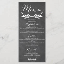 Cartão de Menu Floral de Quadro Preto