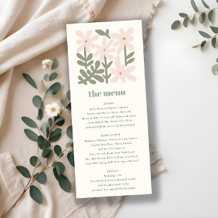 Cartão de Menu Floral Mínimo de Casamento Floral R